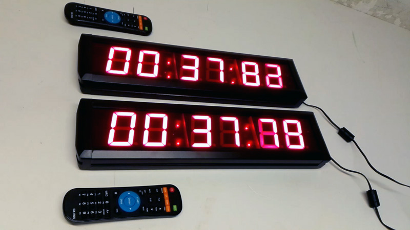 reloj cronometro tiempo descuento deporte+mando metal plastico rojo 10x41x4 2u